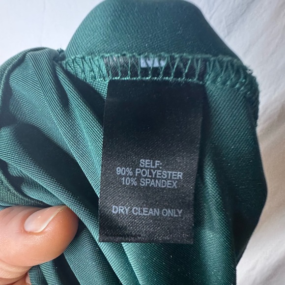 Lulus Amour Green Velvet Wrap Dress Size M High Low Short Sleeve Stretch Knit - Picture 7 of 7